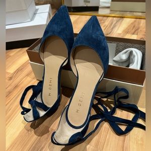 M GEMI DARK BLUE SUEDE BALLET FLATS